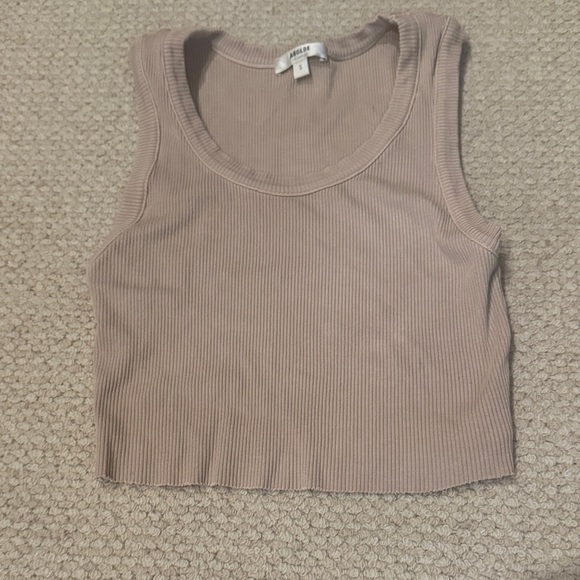 Agolde Beige Ribbed Tank Top - Picture 1 of 1